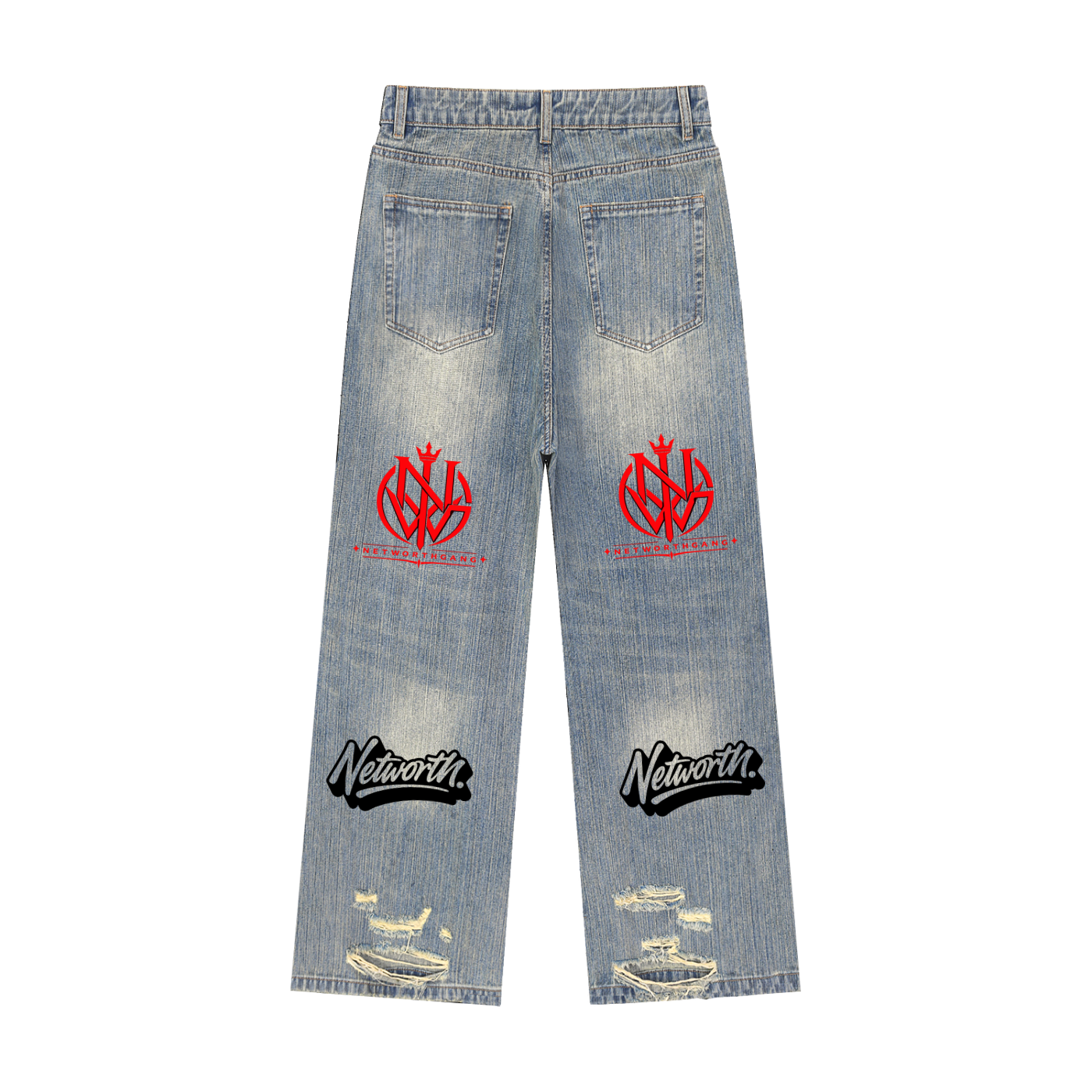 Vintage Wash Distressed Denim Jeans